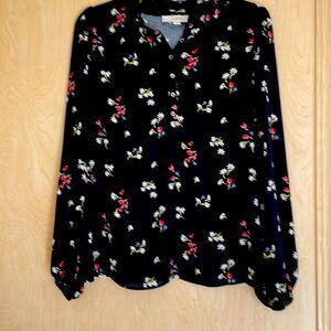 Loft black floral blouse